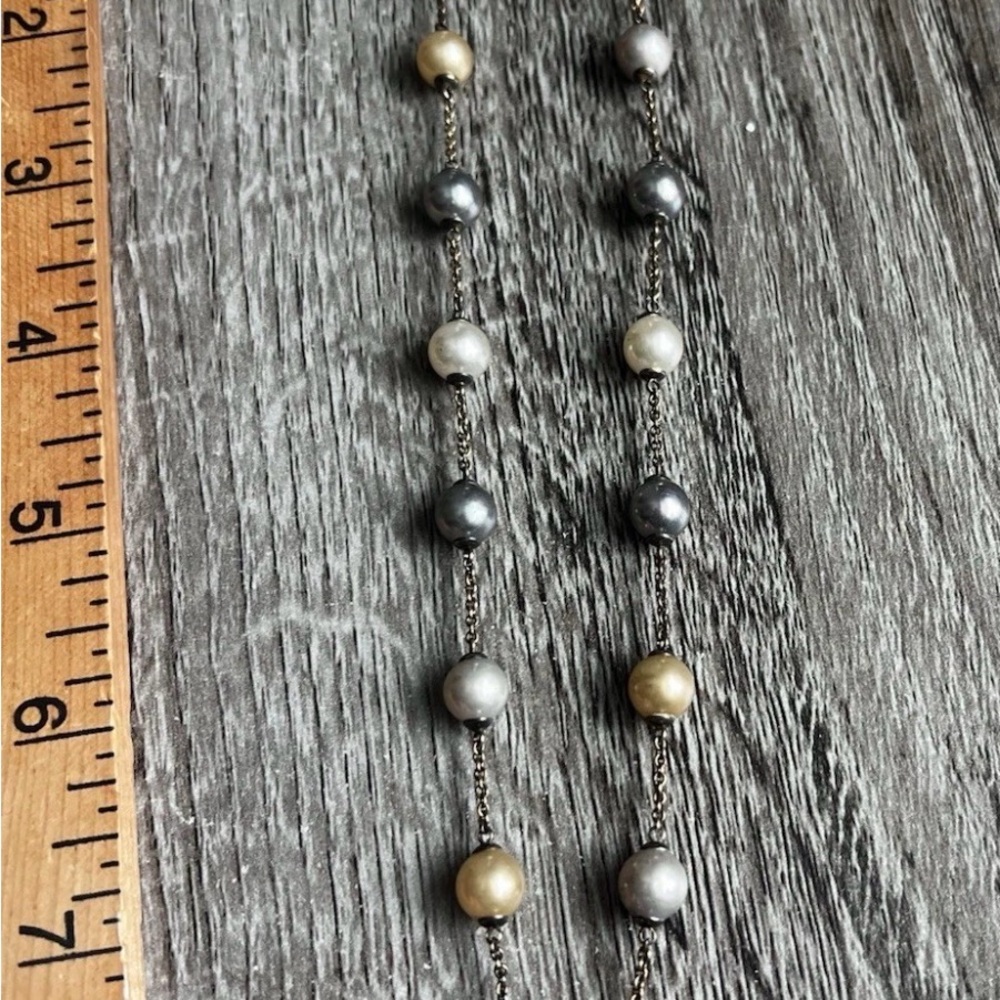 Elegant Majorica 1890 multi-Color Pearl Beaded Necklace 925 with gold plate - Picture 6 of 11